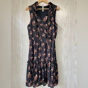 NY Collection Chiffon Black Floral Dress Women's 1x EUC